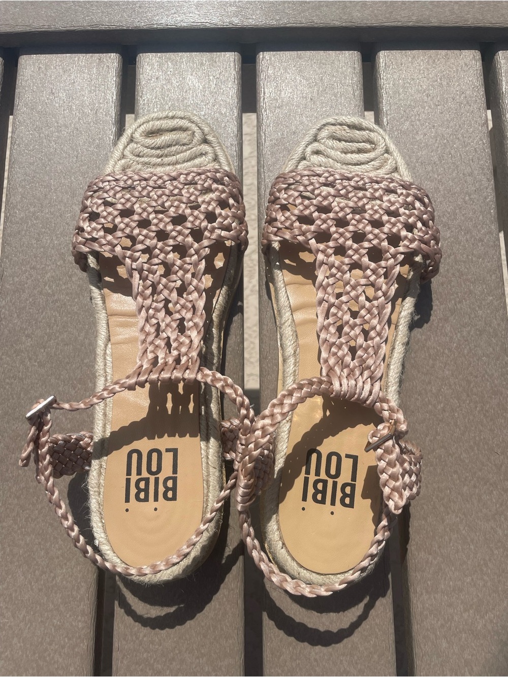 Bibi Lou Anthropologie Blush Braided Espadrille Sandal Ankle Buckle EUR 37